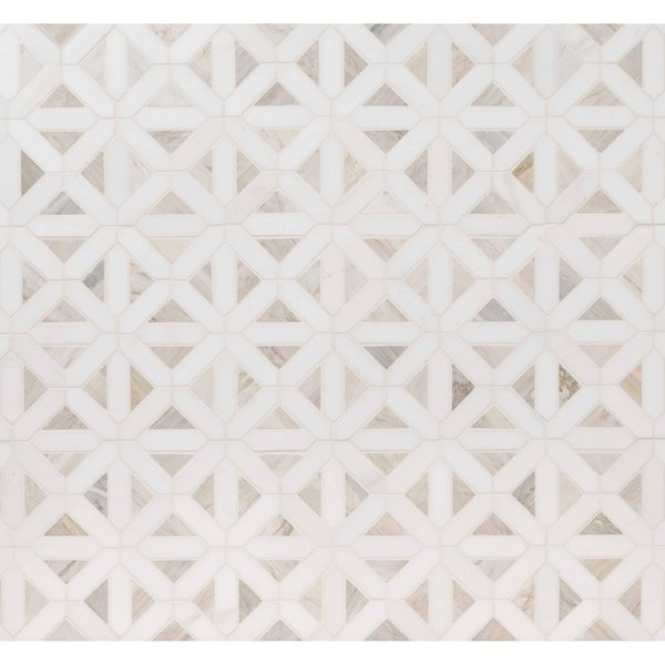 Msi Angora Geometric Pattern 12 In X 12 In. Polished Marble Mosaic Tile, 10PK ZOR-MD-0379